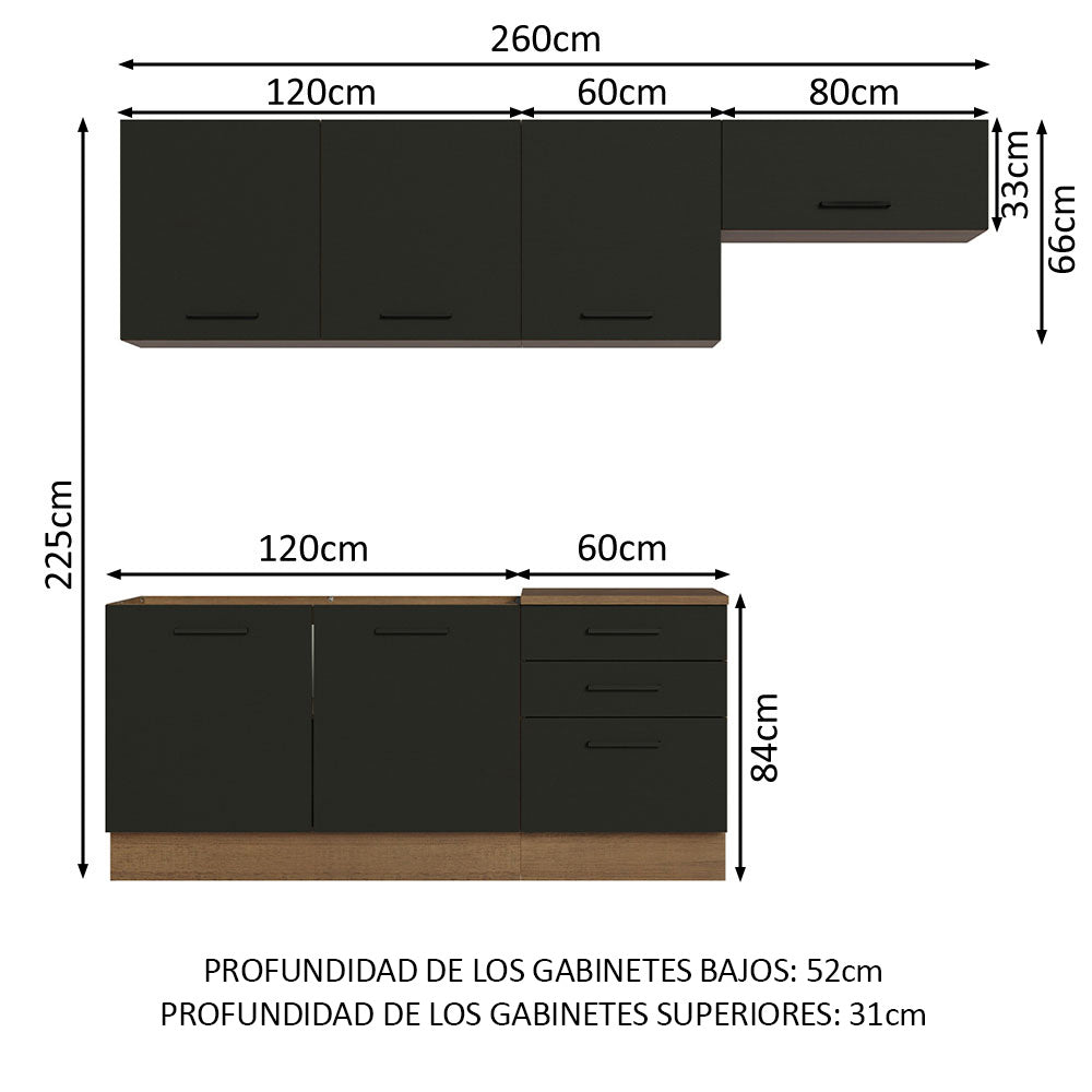 Combo completo de Cocina Madesa Agata 260cm MN 02