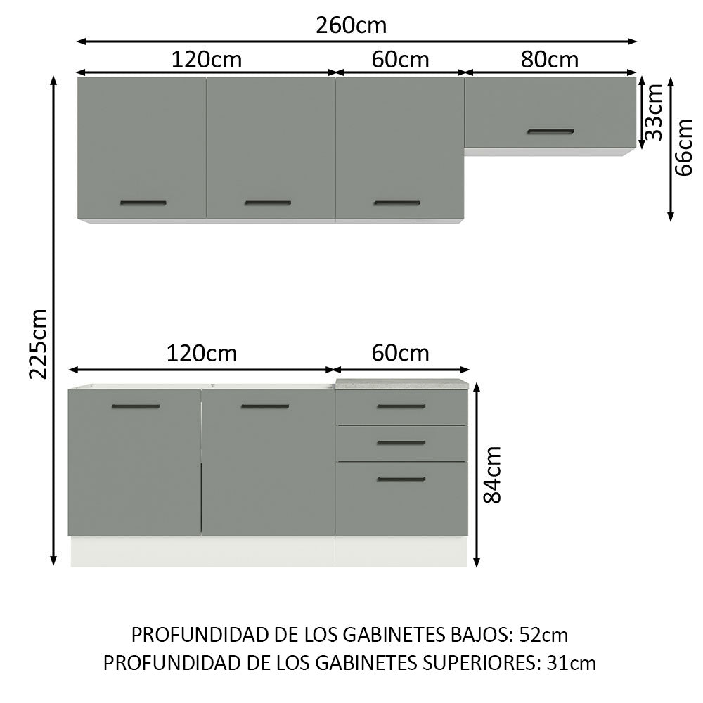 Combo completo de Cocina Madesa Agata 260cm BG 02