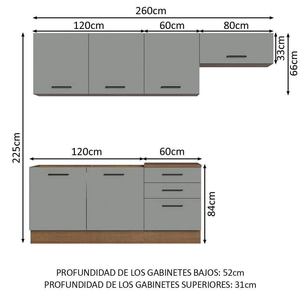 Combo completo de Cocina Madesa Agata 260cm MG 02