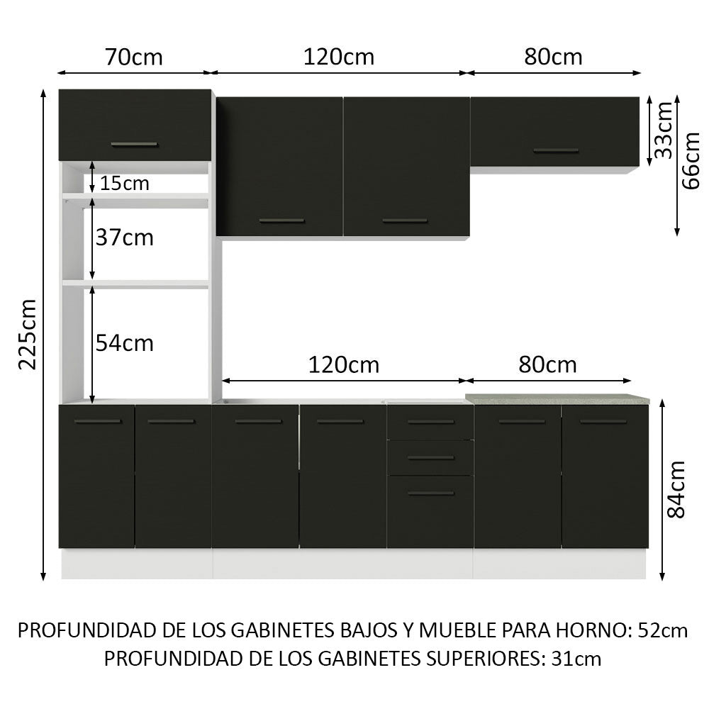 Combo de Cocina 270 cm Agata Blanco/Negro 01