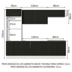 Combo completo de Cocina 270 cm 10 Puertas 3 Cajones Sin Mesada Blanco/Negro Agata Madesa
