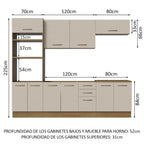 Combo completo de Cocina 270 cm 10 Puertas 3 Cajones Sin Mesada Marrón/Crema Agata Madesa