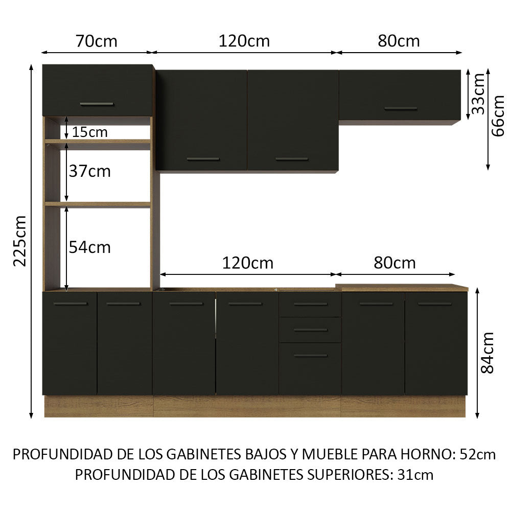 Combo de Cocina 270 cm Agata Marrón/Negro 01