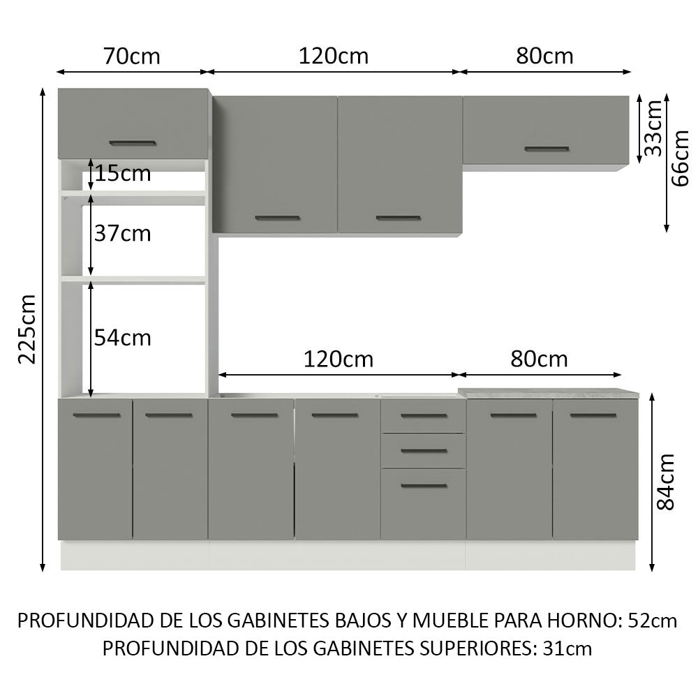 Combo completo de Cocina Madesa Agata 270cm BG 04