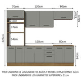 Combo Completo de Cocina 270 cm Marrón/Gris Agata Madesa 01