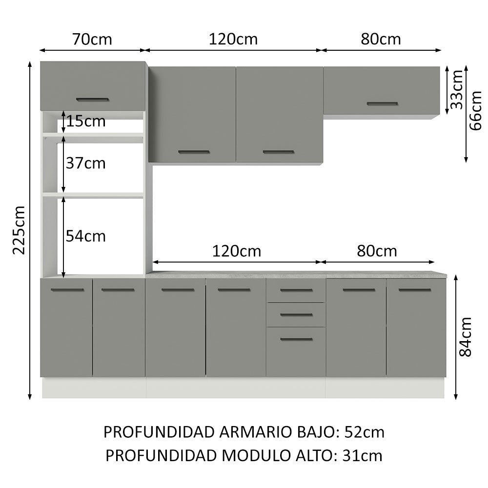 Combo completo de Cocina Madesa Agata 270cm BG 02