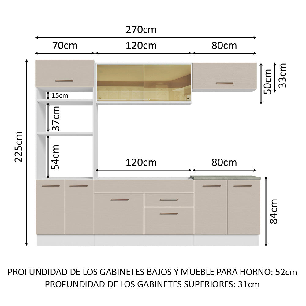 Combo de Cocina 270 cm Agata Blanco/Crema 03