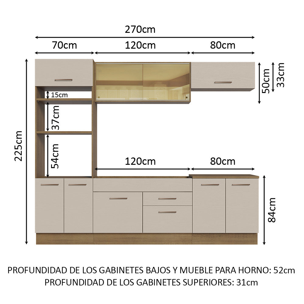 Combo de Cocina 270 cm Agata Marrón/Crema 03
