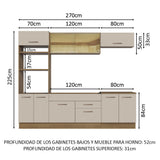 Combo de Cocina 270 cm Agata Marrón/Crema 03