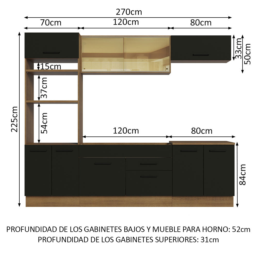Combo de Cocina 270 cm Agata Marrón/Negro 03
