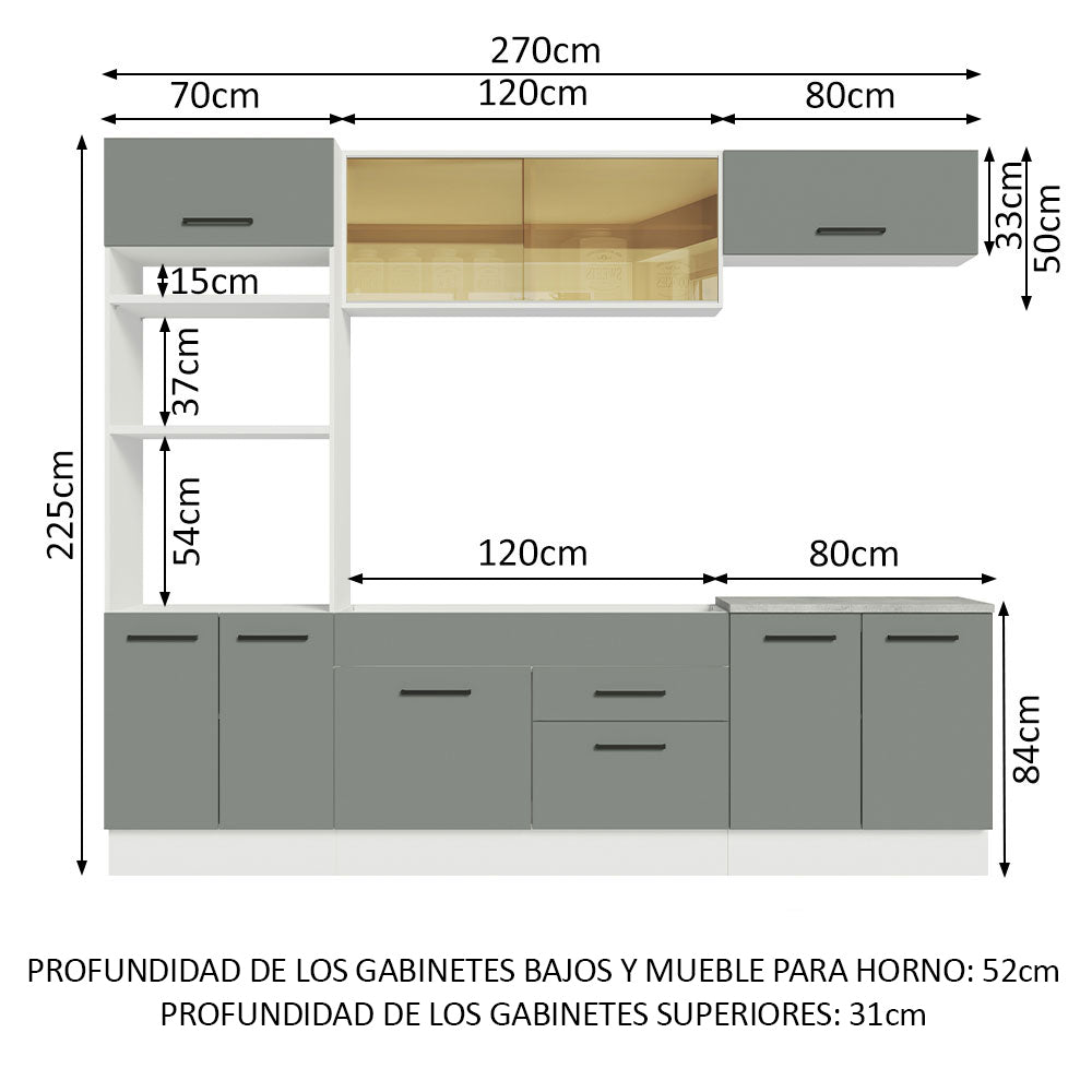 Combo completo de Cocina Madesa Agata 270cm BG