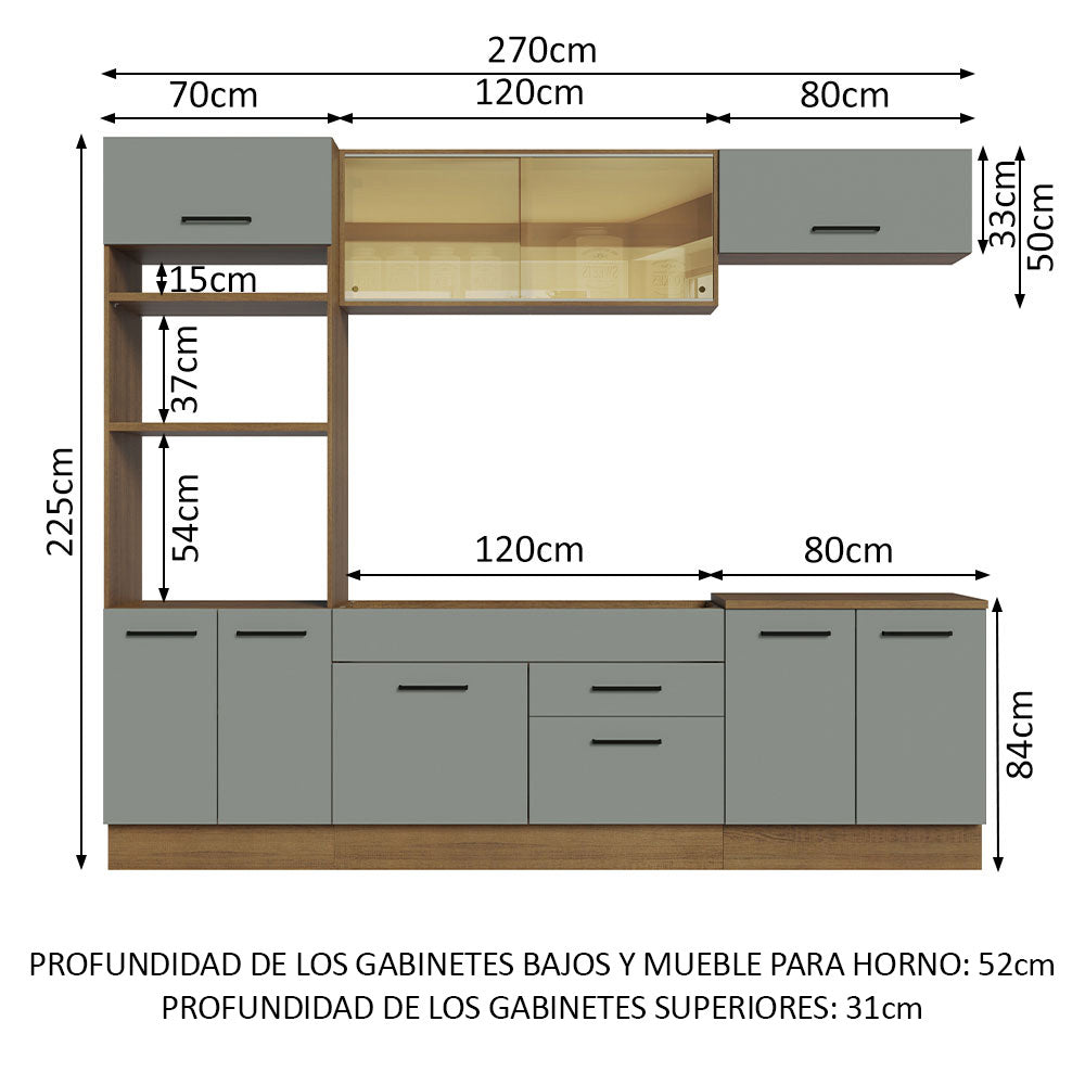 Combo completo de Cocina 270cm Marrón/Gris Agata 03
