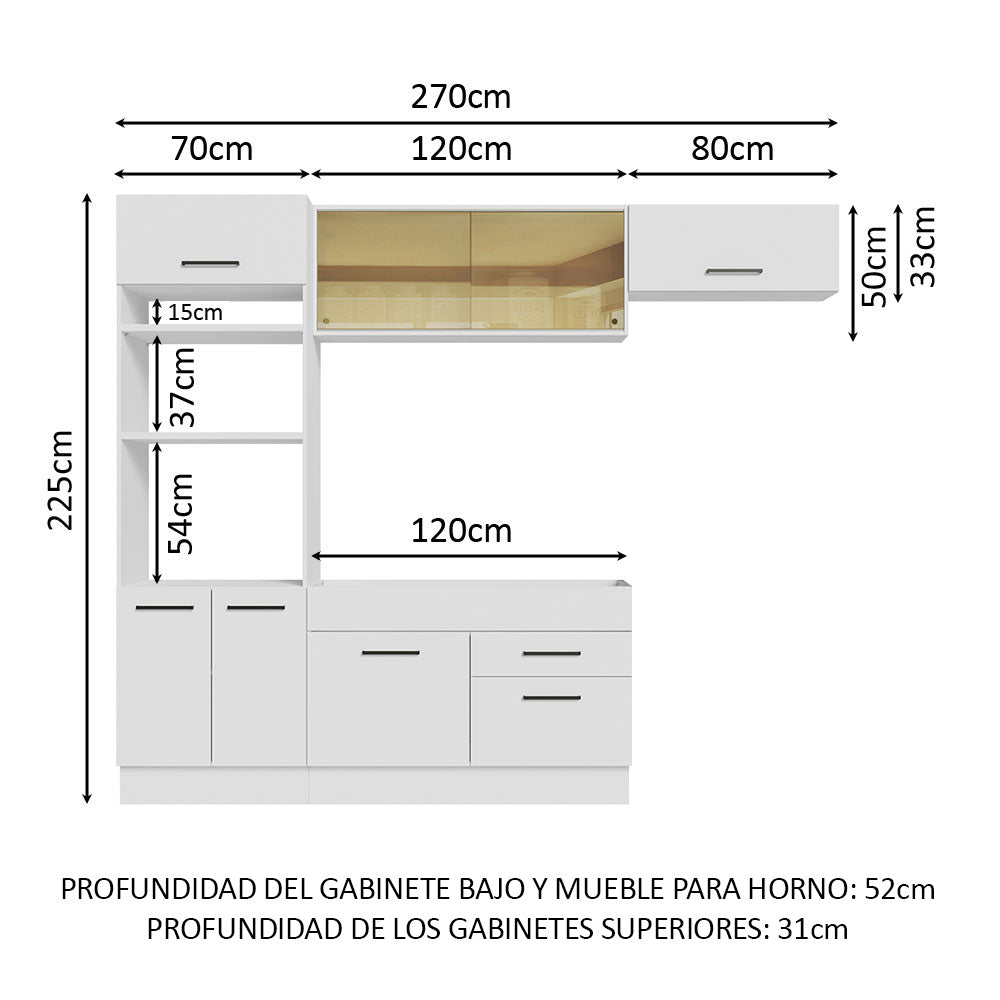 Combo completo de Cocina 270cm Agata Madesa 04 Blanco