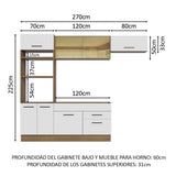 Combo completo de Cocina 270cm Marrón Blanco Agata Madesa 04