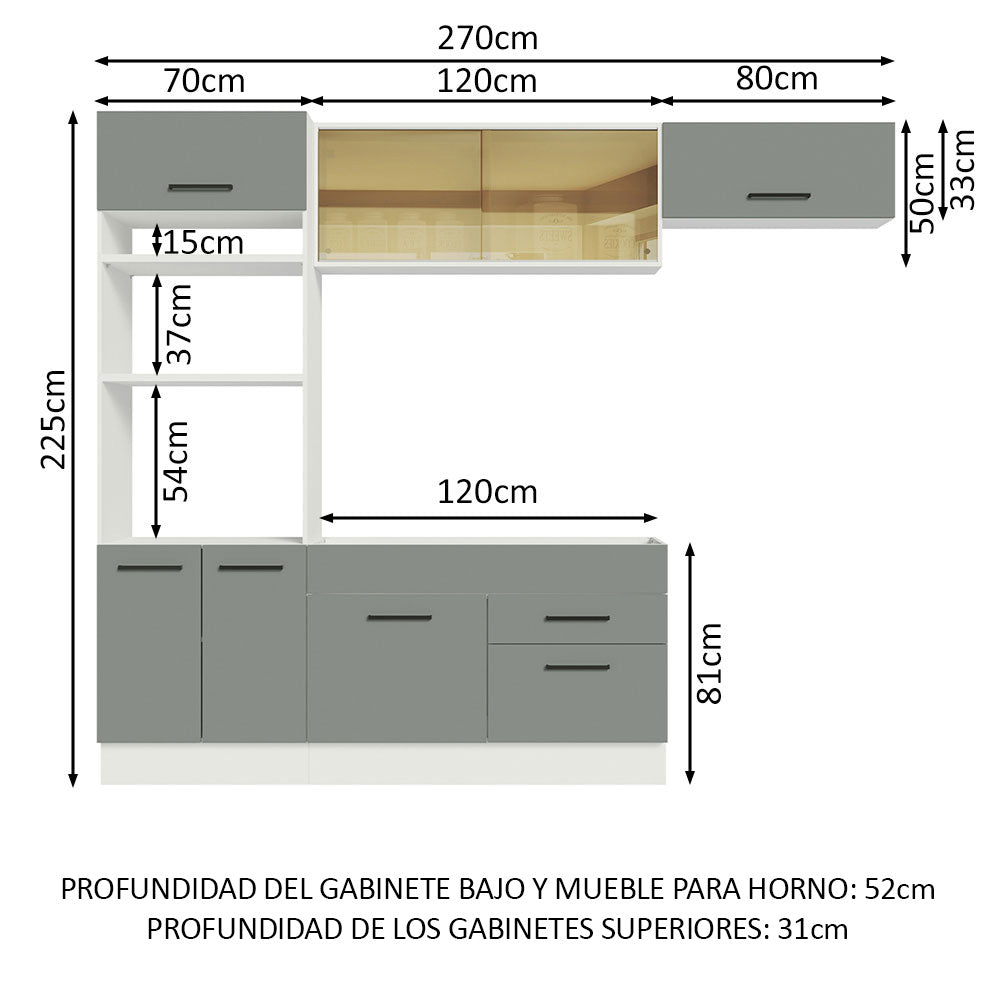 Combo completo de Cocina Madesa Agata 270cm BG 01