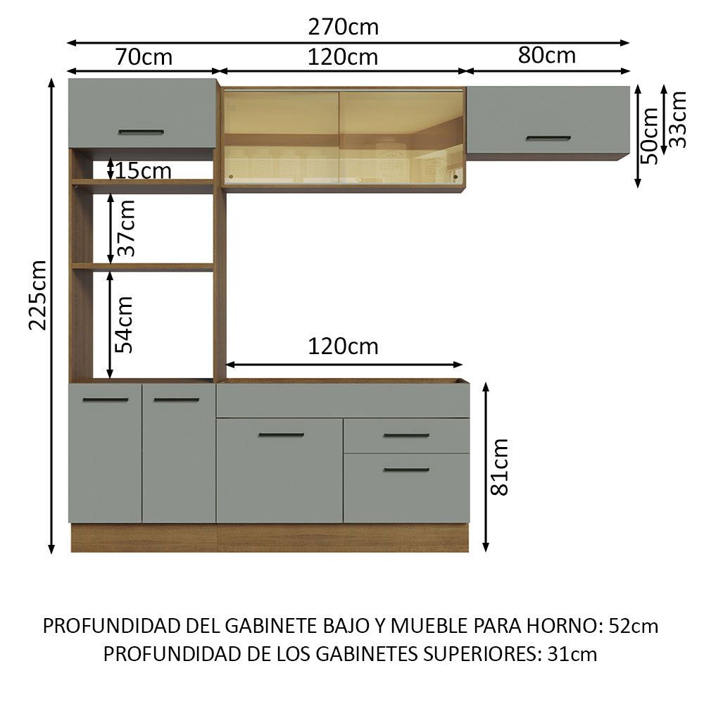 Combo de Cocina 270 cm Agata Marrón/Gris 04