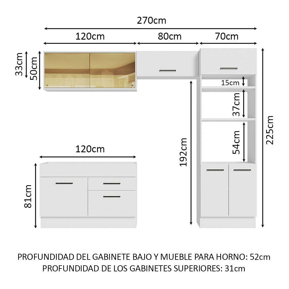 Combo completo de Cocina 270cm Agata Madesa 05 Blanco