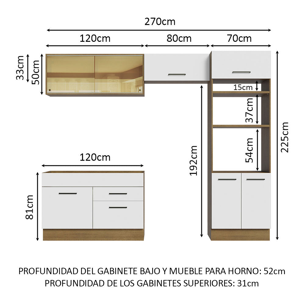 Combo completo de Cocina 270cm Marrón/Blanco Agata Madesa 05