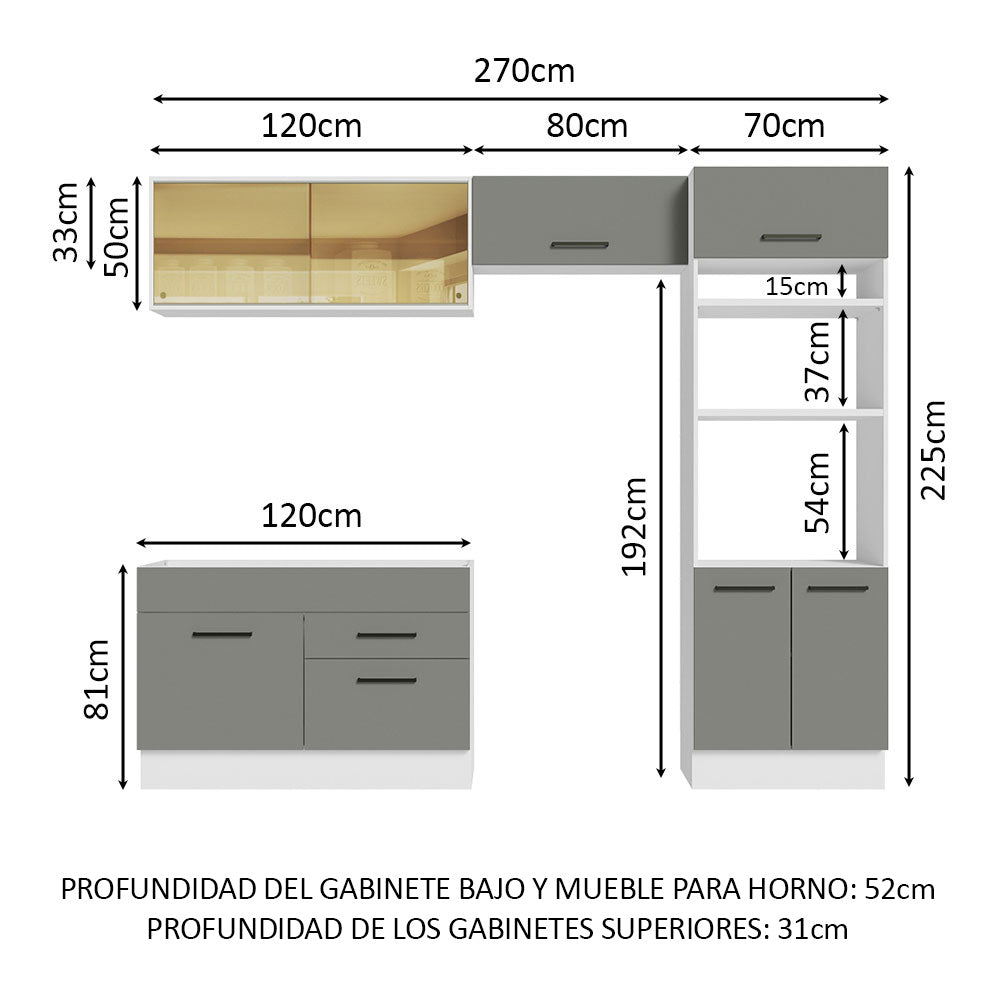 Combo completo de Cocina Madesa Agata 270cm BG 05