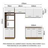 Combo completo de Cocina 270cm Marrón/Blanco Agata Madesa 07