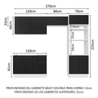 Combo completo de Cocina 270 cm 8 Puertas 3 Cajones Sin Mesada Blanco/Negro Agata Madesa 08