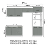 Combo completo de Cocina Madesa Agata 270cm BG 08