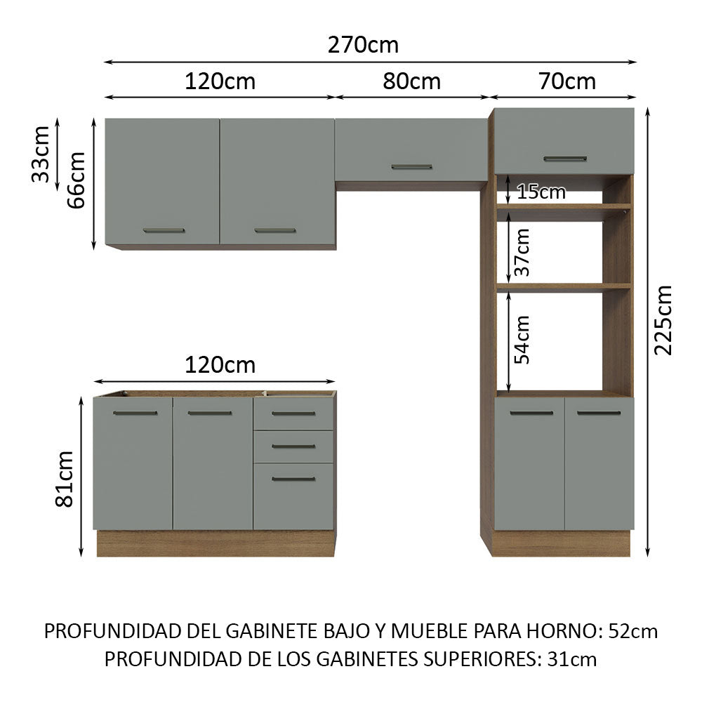 Combo de Cocina 270 cm Agata Marrón/Gris 08