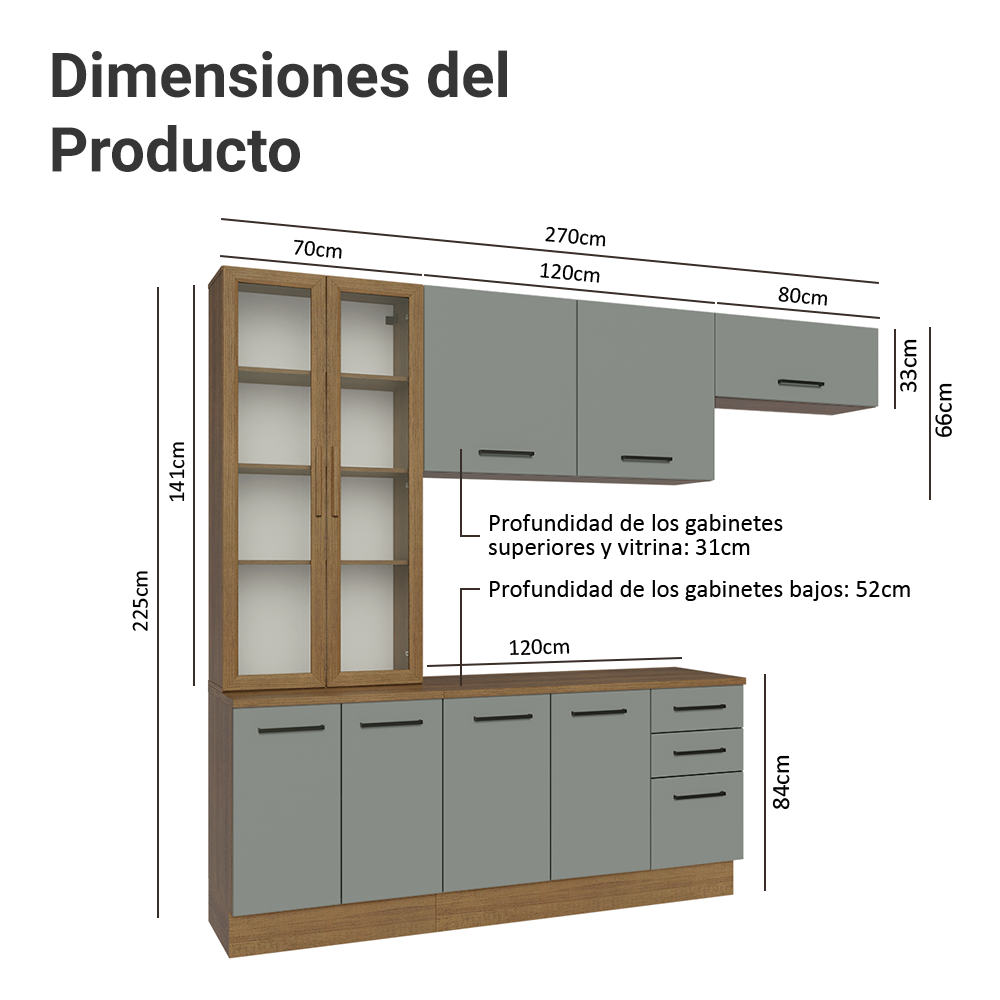 Combo completo de Cocina Madesa Agata 270cm MG 11