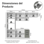 Combo completo de Cocina 270 cm Blanco/Gris Agata Madesa