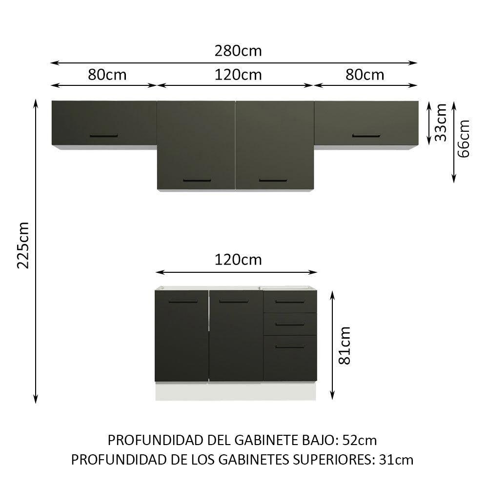 Cocina Compacta 280 cm Agata Blanco/Negro 02