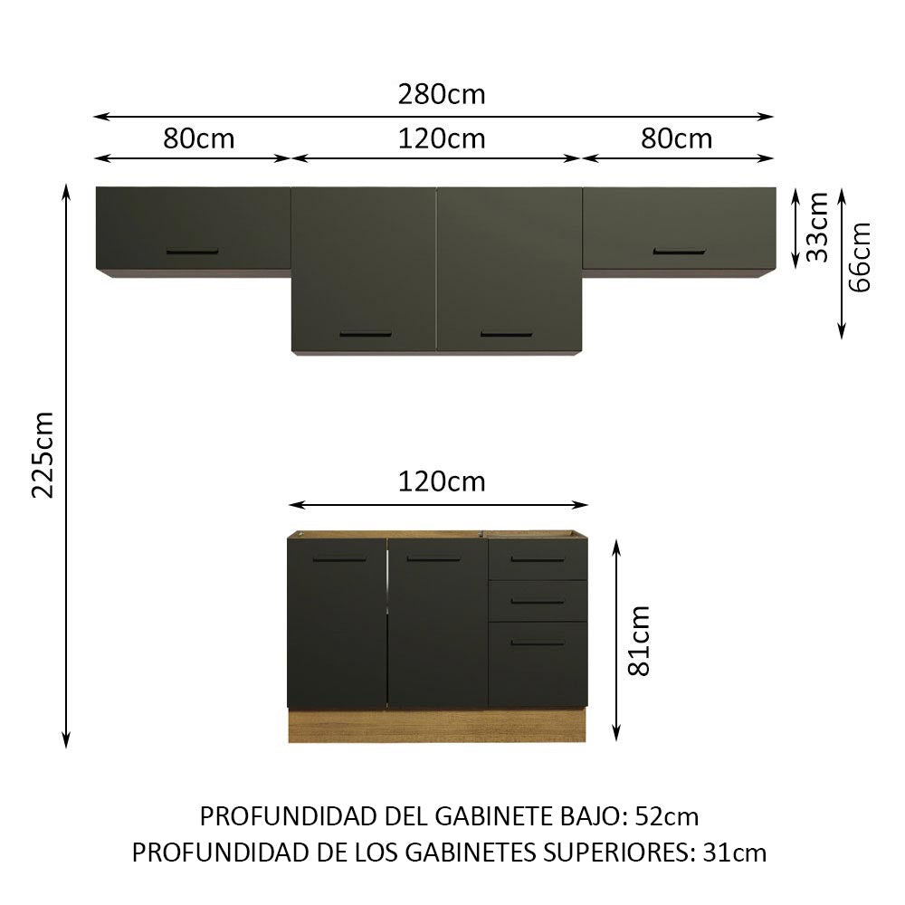Cocina Compacta 280 cm Agata Marrón/Negro 02