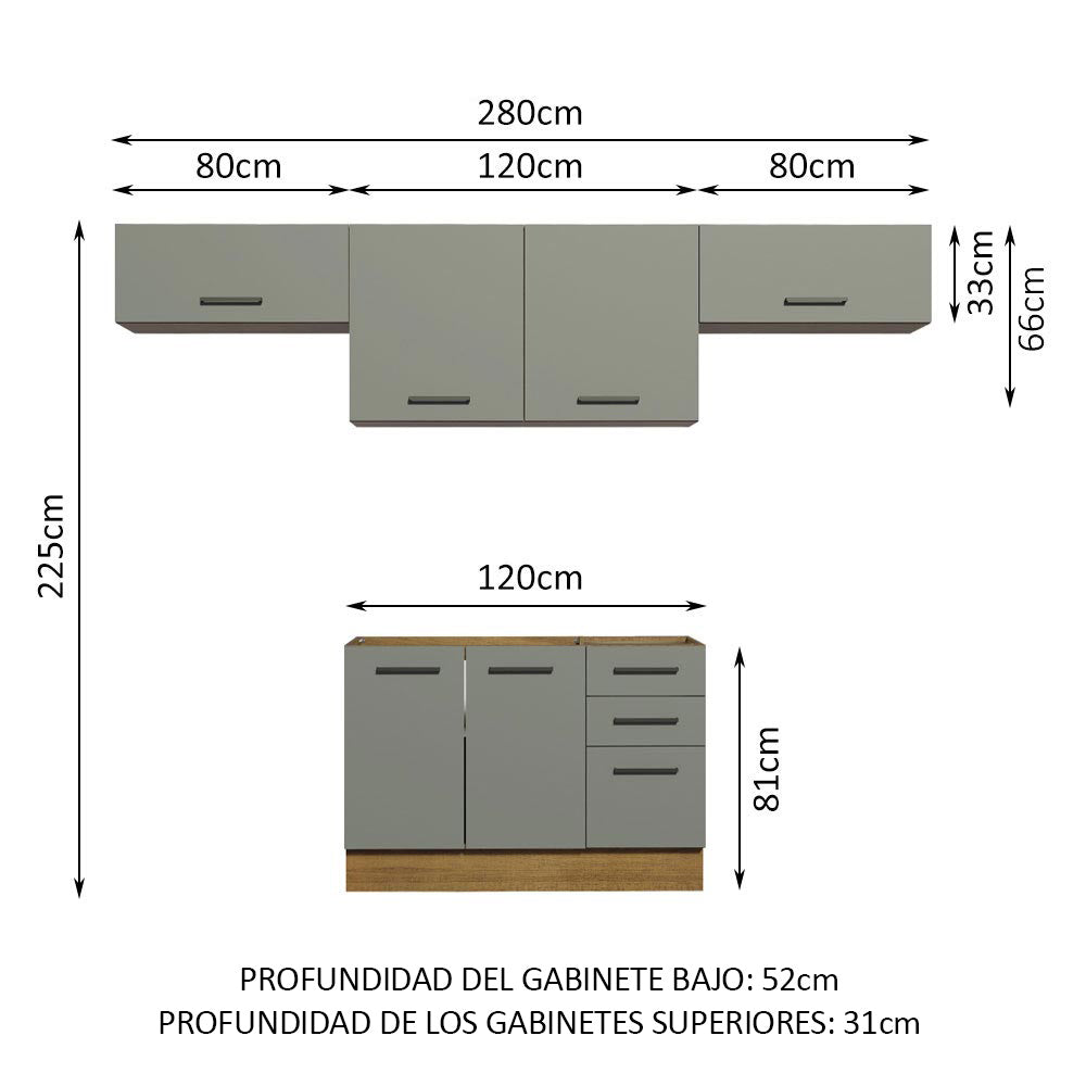 Cocina Compacta 280 cm Agata Marrón/Gris 02