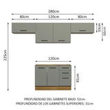 Cocina Compacta 280 cm Agata Marrón/Gris 02