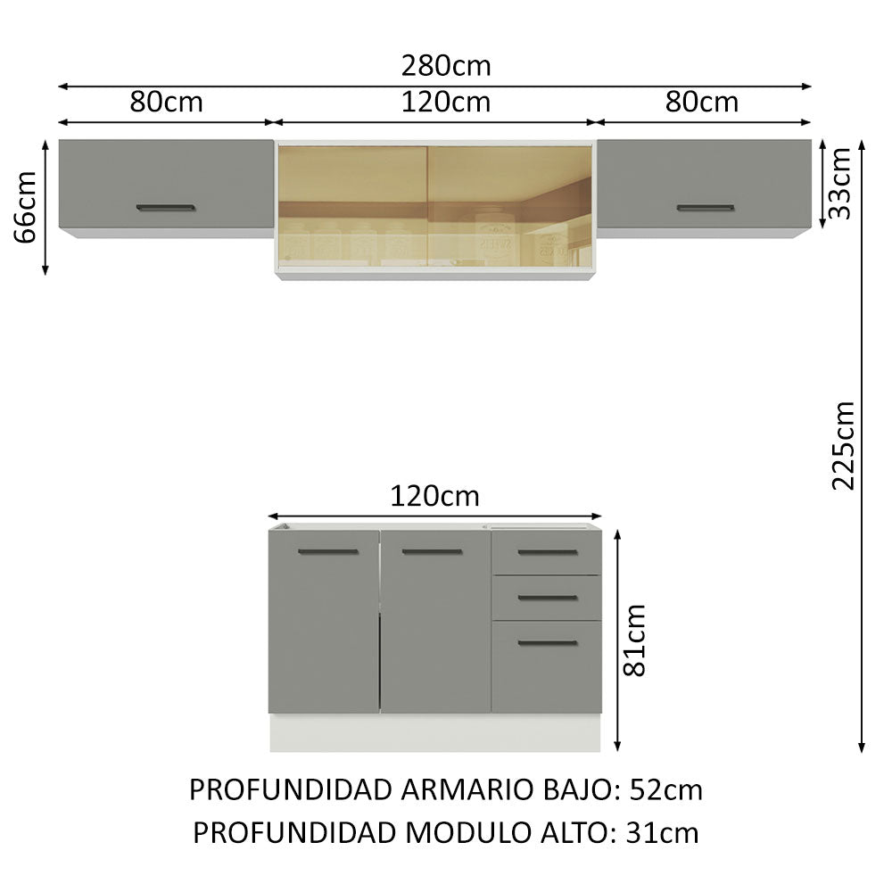 Combo completo de Cocina Madesa Agata 280cm BG 03