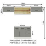 Combo completo de Cocina Madesa Agata 280cm BG 03