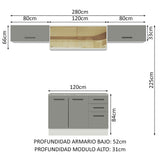 Combo completo de Cocina Madesa Agata 280cm BG 04