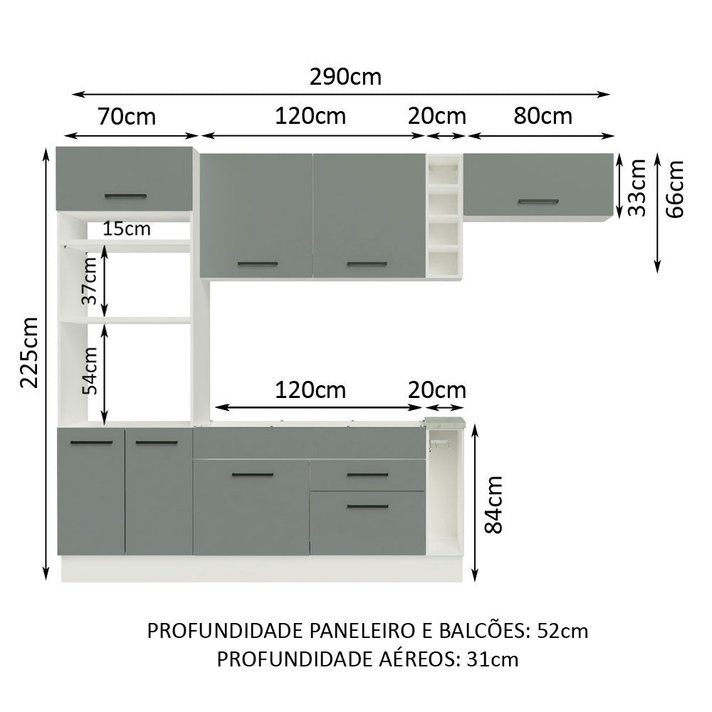 Combo completo de Cocina Madesa Agata 290cm BG 04