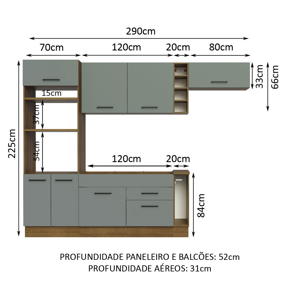 Combo completo de Cocina Madesa Agata 290cm MG 02