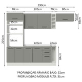 Combo completo de Cocina Madesa Agata 290cm BG 07