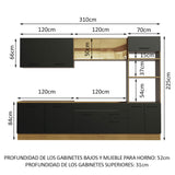 Combo completo de Cocina 310cm Marrón/Negro Agata 01