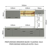 Combo completo de Cocina Madesa Agata 310cm BG 01
