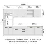Combo completo de Cocina 310cm Agata Madesa 02 Blanco