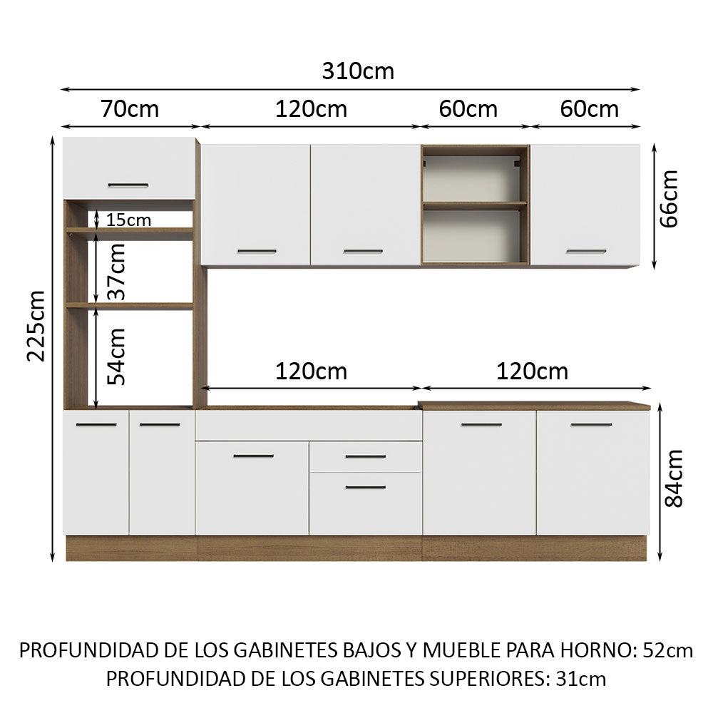 Combo completo de Cocina 310cm Marrón/Blanco Agata Madesa 02