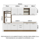 Combo completo de Cocina 310cm Marrón/Blanco Agata Madesa 02