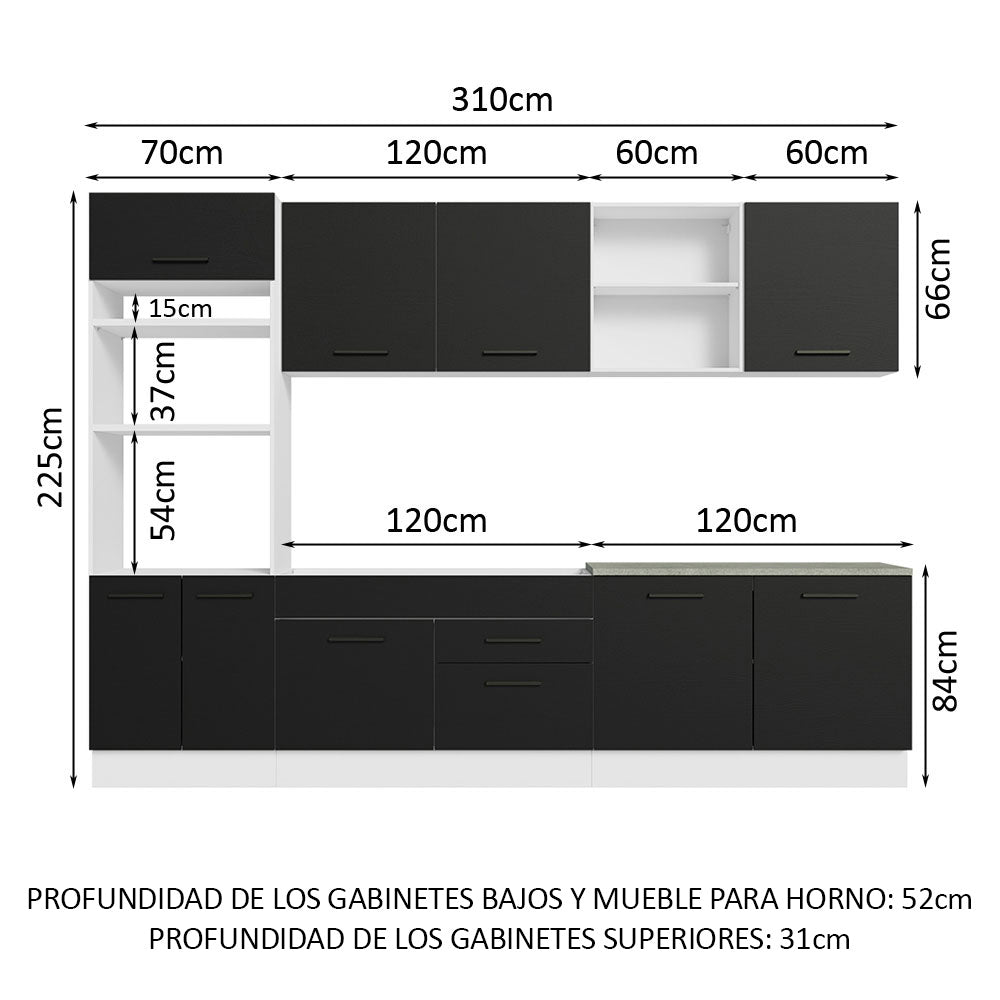 Combo completo de Cocina 310cm Blanco/Negro Agata 02
