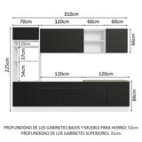 Combo completo de Cocina 310cm Blanco/Negro Agata 02