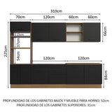 Combo completo de Cocina 310cm Marrón/Negro Agata 02