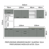 Combo completo de Cocina Madesa Agata 310cm BG 02