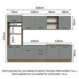 Combo completo de Cocina 310cm Marrón/Gris Agata Madesa 02