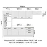 Combo completo de Cocina 330cm Agata Madesa 01 Blanco